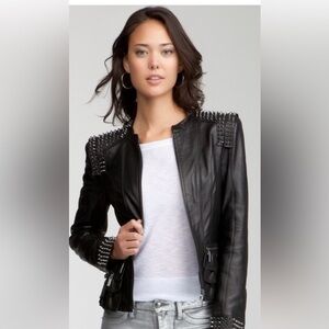 Bebe Black Leather Jacket with Stud Accents wore once! So cool looking!